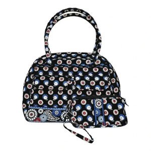 Vera Bradley retired owl print satchel 2 pc set wallet & bag